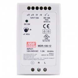 MeanWell MDR-100-12 Fuente de poder riel DIN 12VCC 7,5A 100W